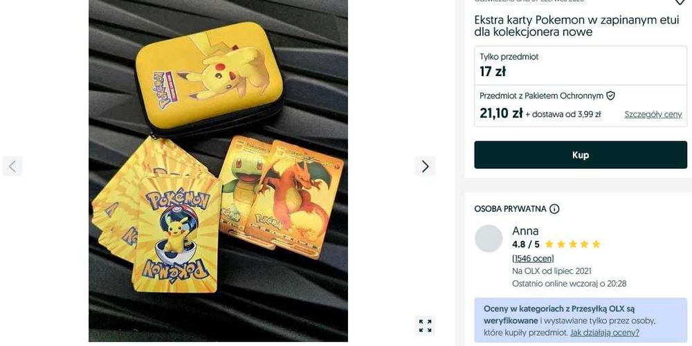 Zestaw karty Pokemon w zapinanym etui  x2 nowe