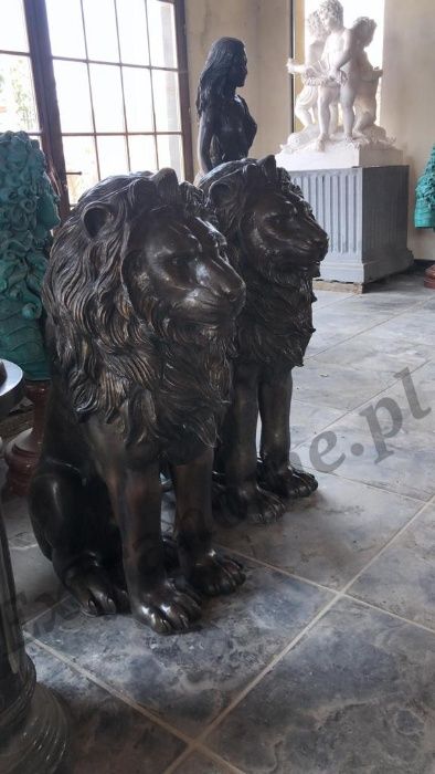 Lew z brązu H 117cm, Rzeźba Lwa z brązu . Lwy pałacowe .2szt
