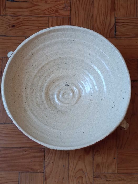Taça fruteira grande em loiça ceramica com efeito rustico artesanal