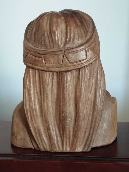 Chef Índio Indígena Americano - Escultura Madeira