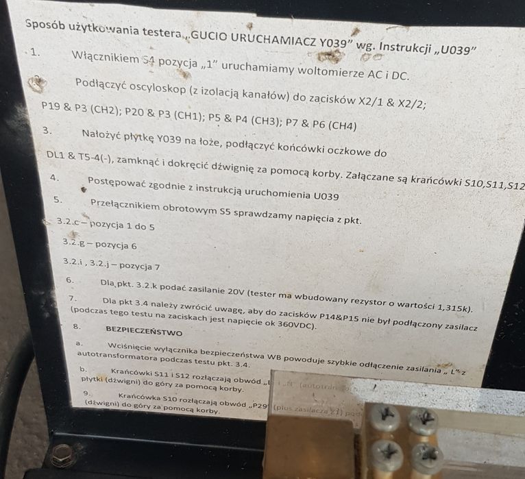 Tester elektryczny GUCIO Y039 LINCOLN ELECTRIC do płytek uruchamiający