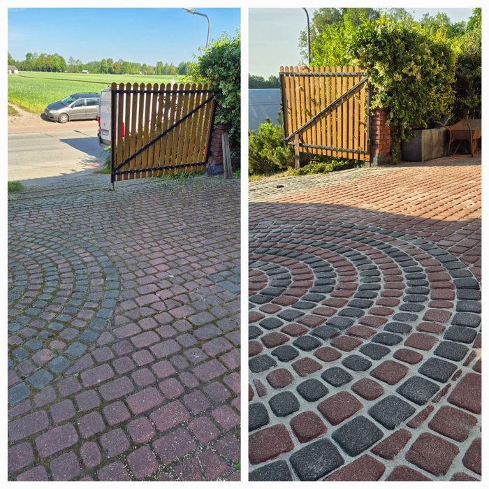 Mycie kostki brukowej, elewacji, dachów.