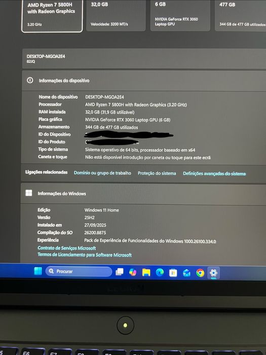 Lenovo Legion 5 Pro RTX 3060 32GB de RAM