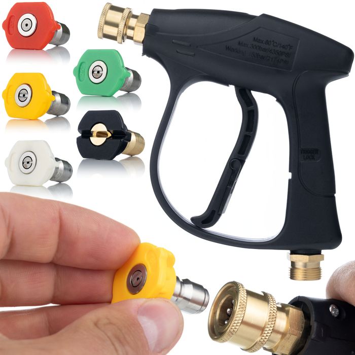 Pistolet do Myjki Ciśnieniowej 4350PSI 22mm – Komplet 5 Dysz | Rosfix