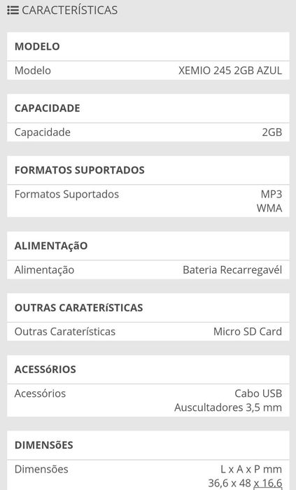 Leitor MP3 Lenco Xemio 245 2GB az