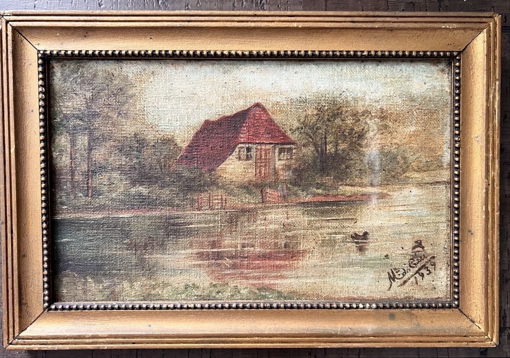 Quadro-pintura  1939 oléo sobre tela.Assinado por Maria do Céu.