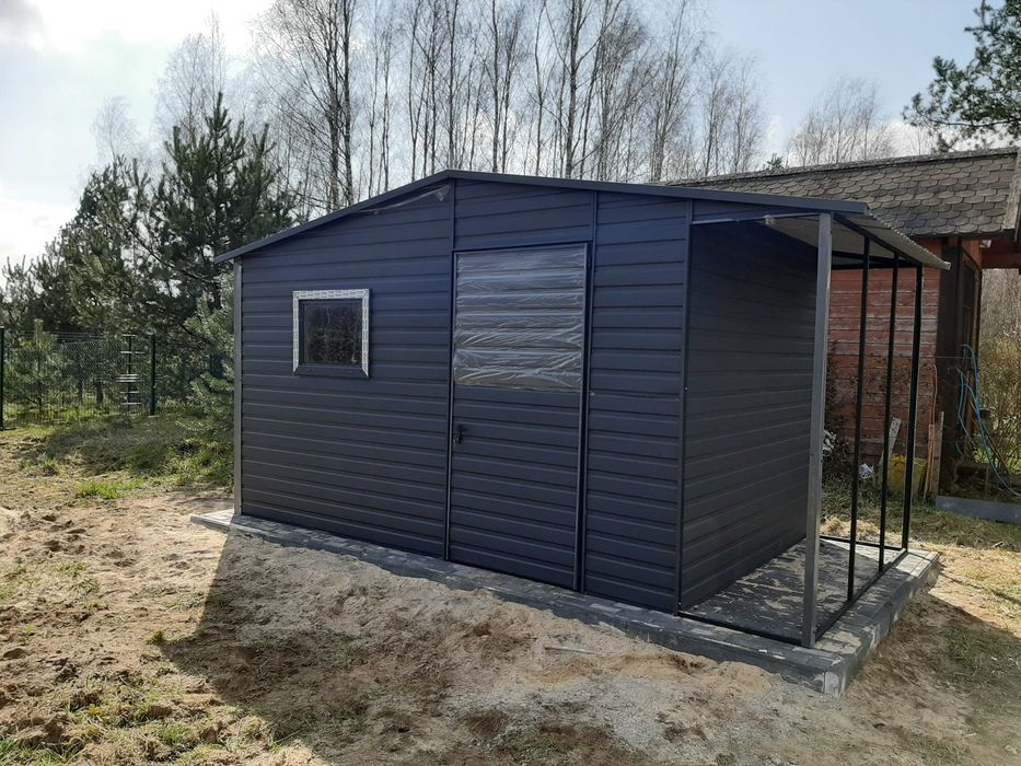 Wiata śmietnikowa 3,5x1,5 z jedną furtką