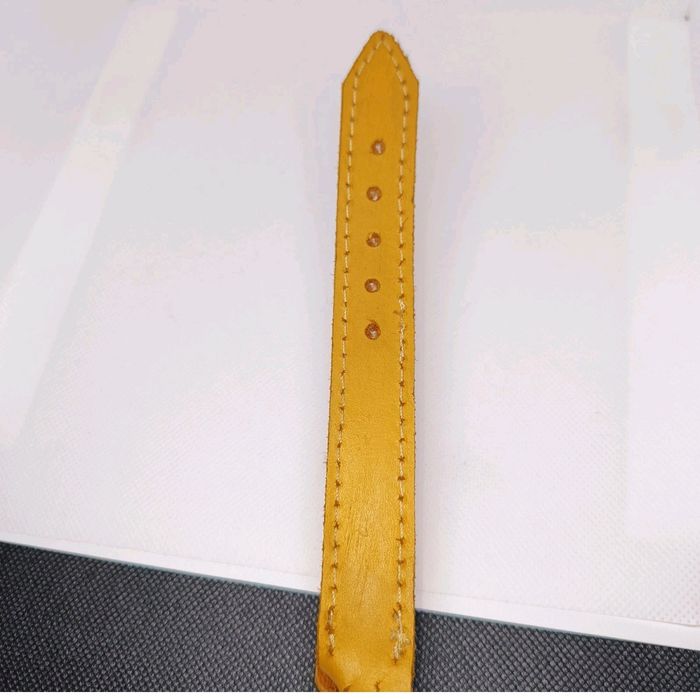 Coleira para cão em pele genuína trabalhada mão amarelo mostarda 60cm