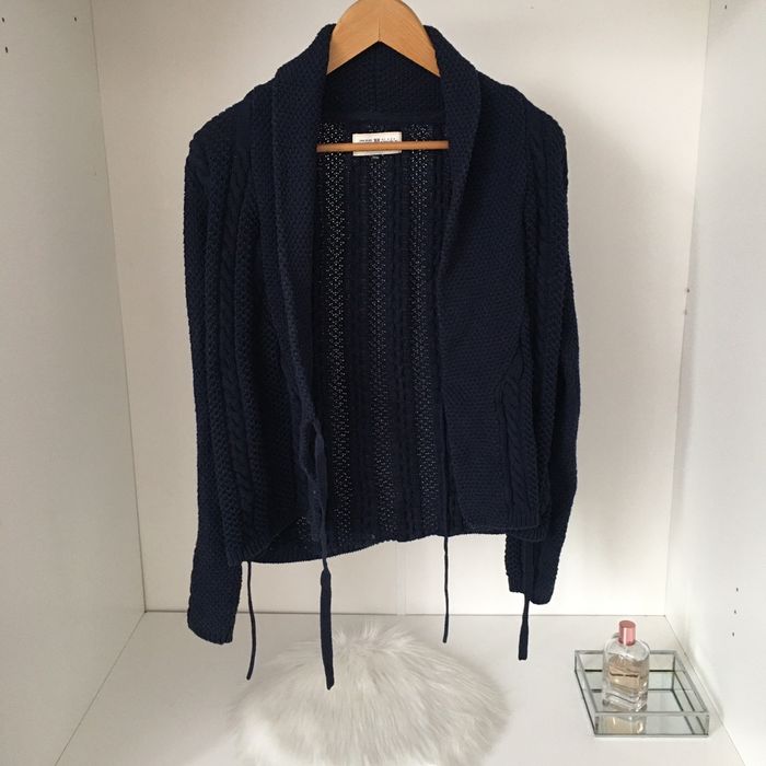 Sweterek granatowy KappAlh rozmiar 32/34 XS S oversize 100% bawełna gr