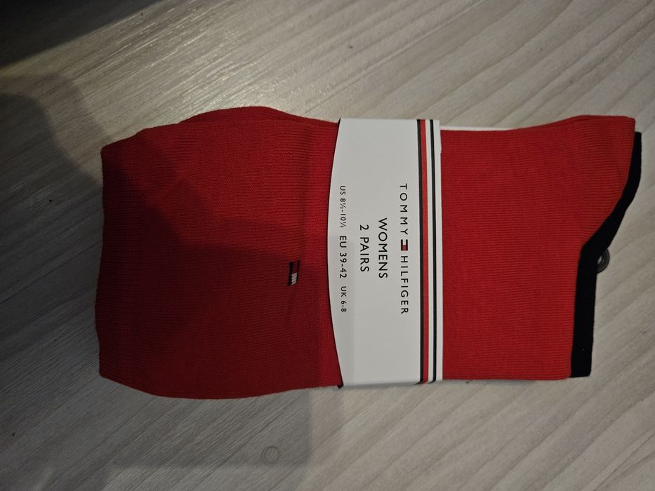 Skarpetki Skarpety Tommy hilfiger czerwone czarne 2PAK 2 pary 39-42