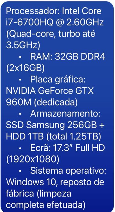 ASUS ROG GL752VW - Portátil Gaming 17.3” | i7 | 32GB RAM | SSD+HDD | Carregador incluído