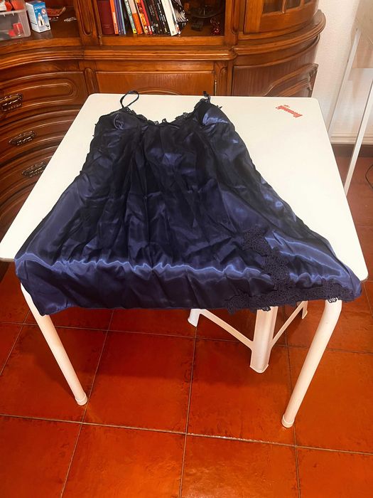 Conjunto De Pijama Azul De Cetim