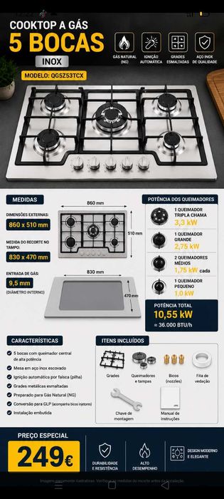 Placa gás 249€. Oportunidade