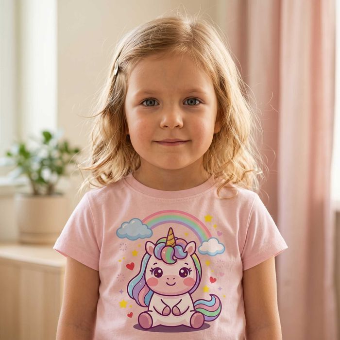 Koszulka dziecięca jednorożec tęcza kawaii pastelowa dziewczynka