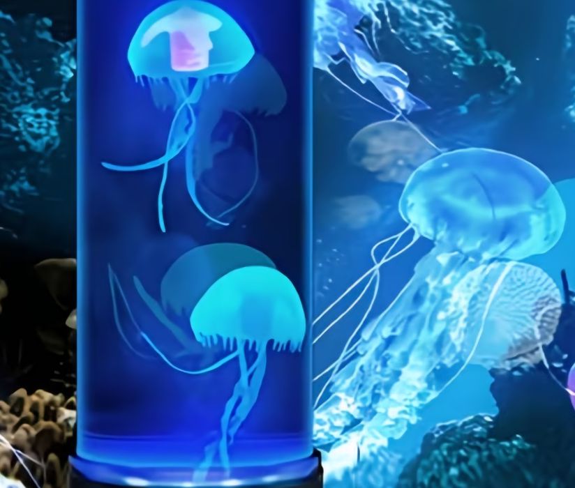 Ночник " Аквариум с медузами" . Лампа медуза.