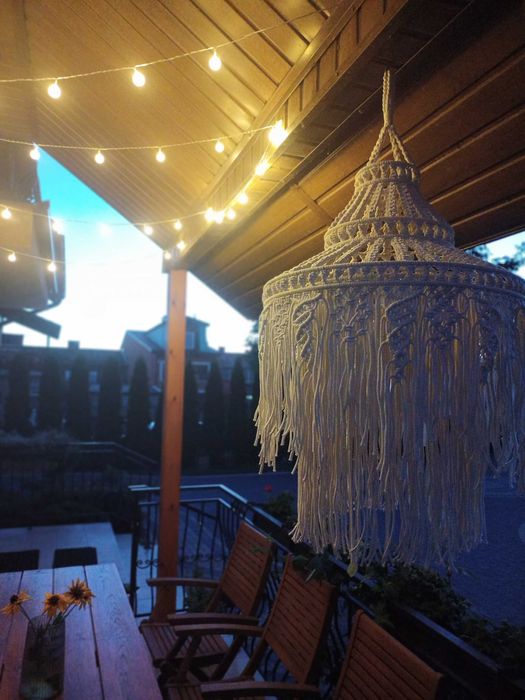 Abażur makrama, ze sznurka do altanki, ogrodu, do domu w stylu boho