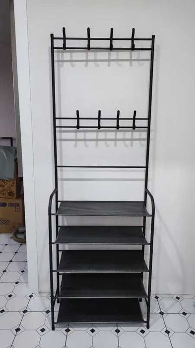 Полка-вішалка для взуття та одягу універсальна вешалка напольна