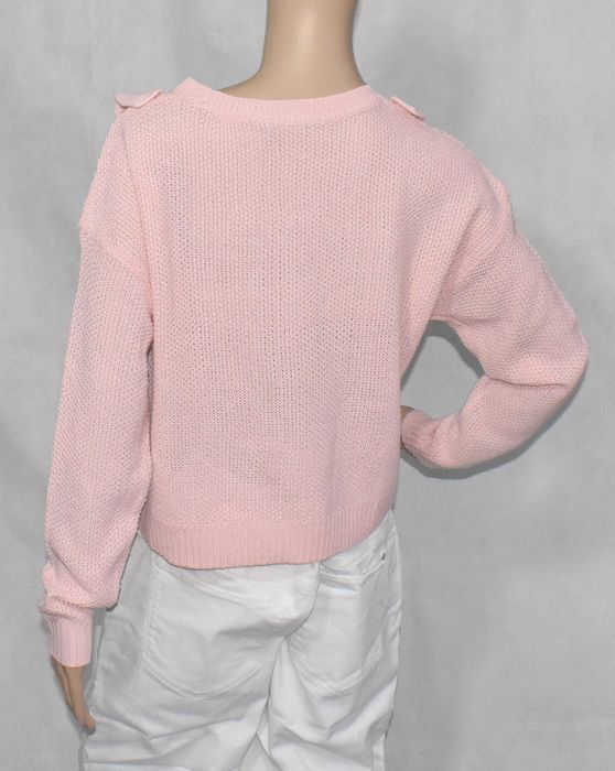 Select Różowy Krótki Sweter z Falbanami 44 Miękki Akryl