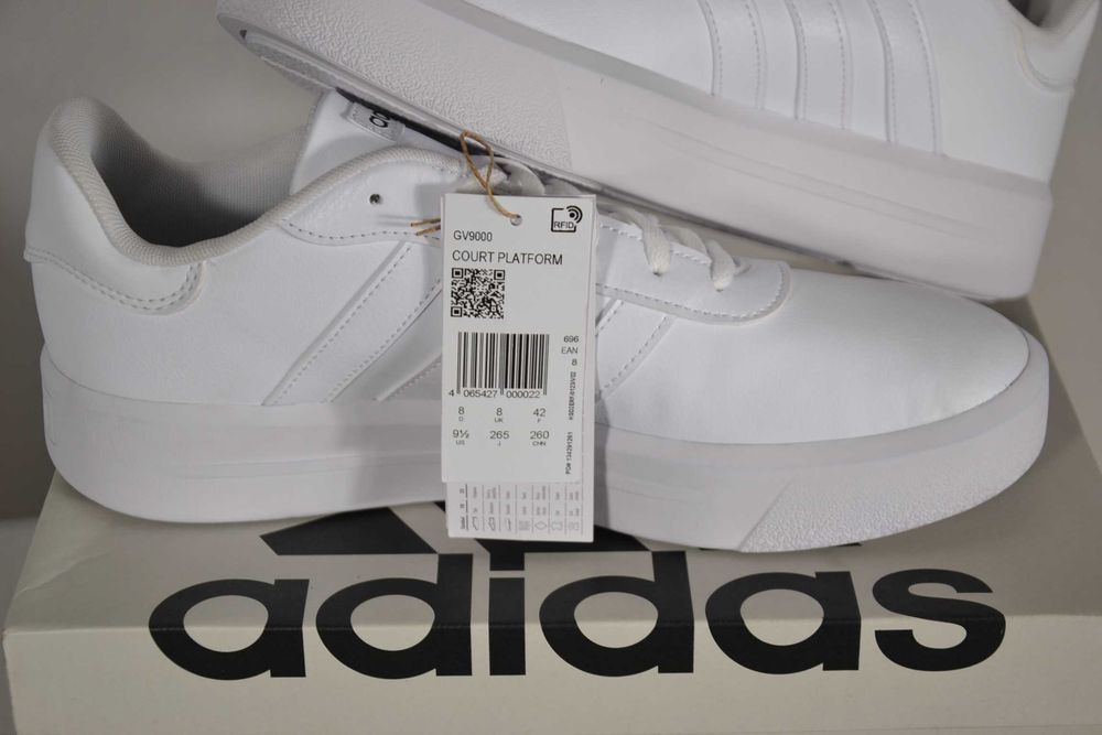 ADIDAS Court Platform Nowe Buty Damskie 42 Oryginalne Trampki Białe