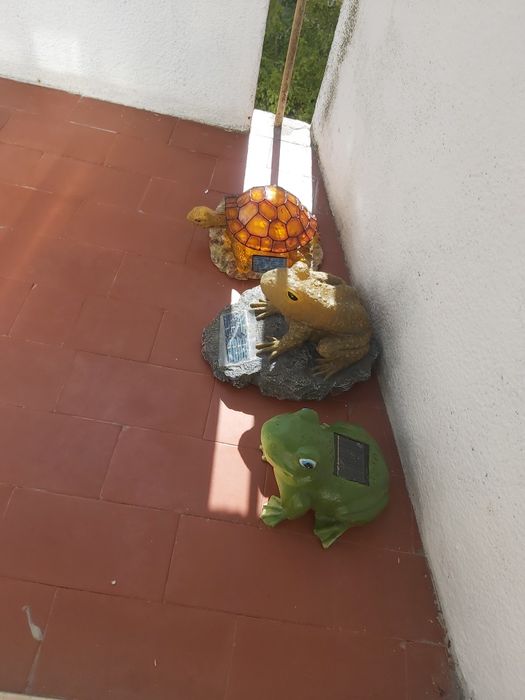 Figuras Decorativas de Jardim com Luz Solar (Sapos e Tartaruga)
