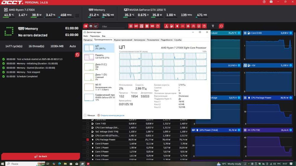 Игровой ПК Ryzen 7 2700X / 16GB RAM / GTX 1050 Ti / AORUS B450 / AM4