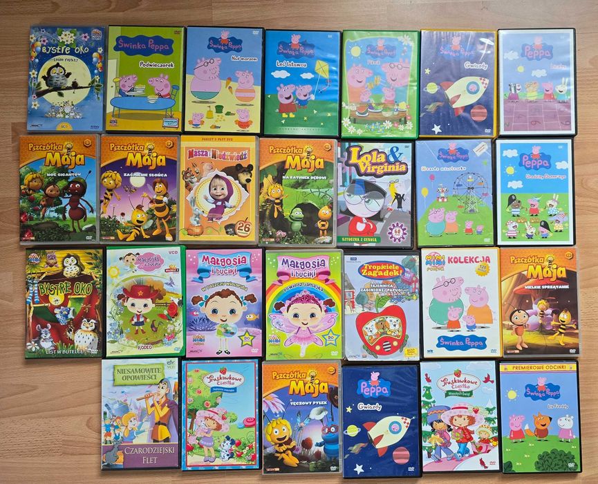 Płyty dvd pszczółka maja, świnka peppa, masza i niedźwiedź itd.