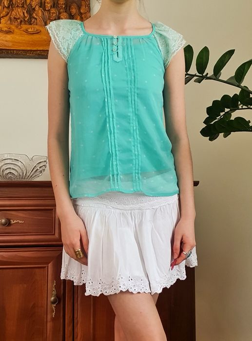 Dziecięca bluzka miętowa vintage