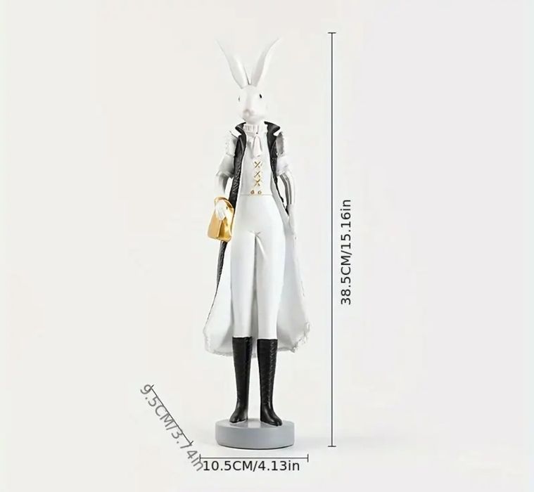 Zając wielkanocny glamour z żywicy 38cm duży