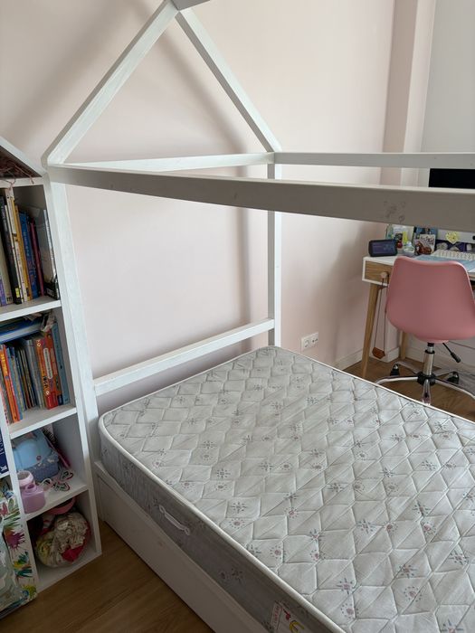 Cama Infantil Casinha em Madeira Branca  + oferta colchão