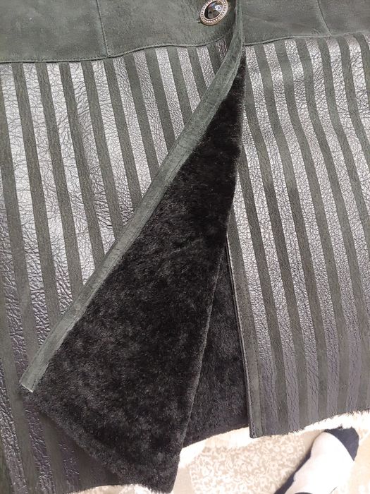 Теплюча шкіряна дублянка преміум якості з норкою
