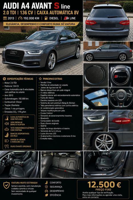 Audi A4 avant 2.0 sline full extras 2013