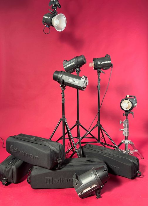 conjunto flashes de estúdio Elinchrom