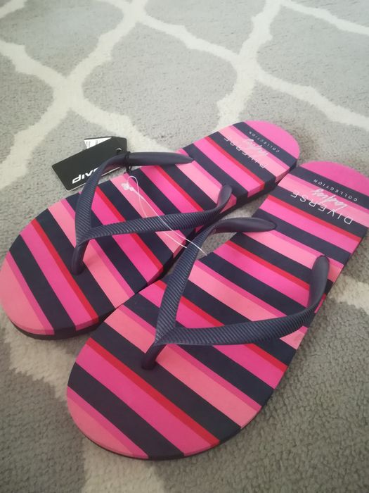 Nowe klapki damskie letnie japonki w paski Diverse rozmiar 37