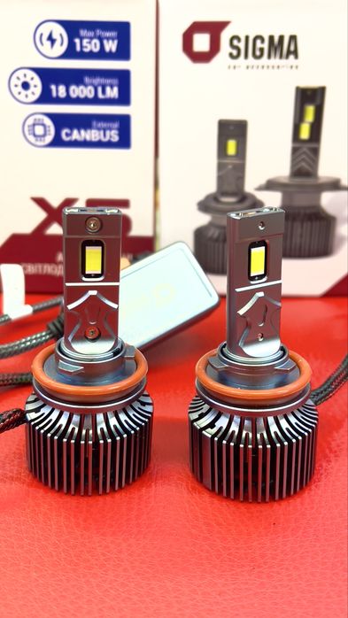 Лед лампи Sigma 75Вт 18000Лм у цоколях  H7/H11/HB3/HB4/H4