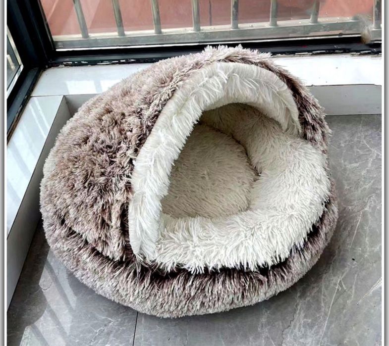 Legowisko Poduszka Kojec Dla Kota Psa Pluszowe Duże Domek Buda 2w1