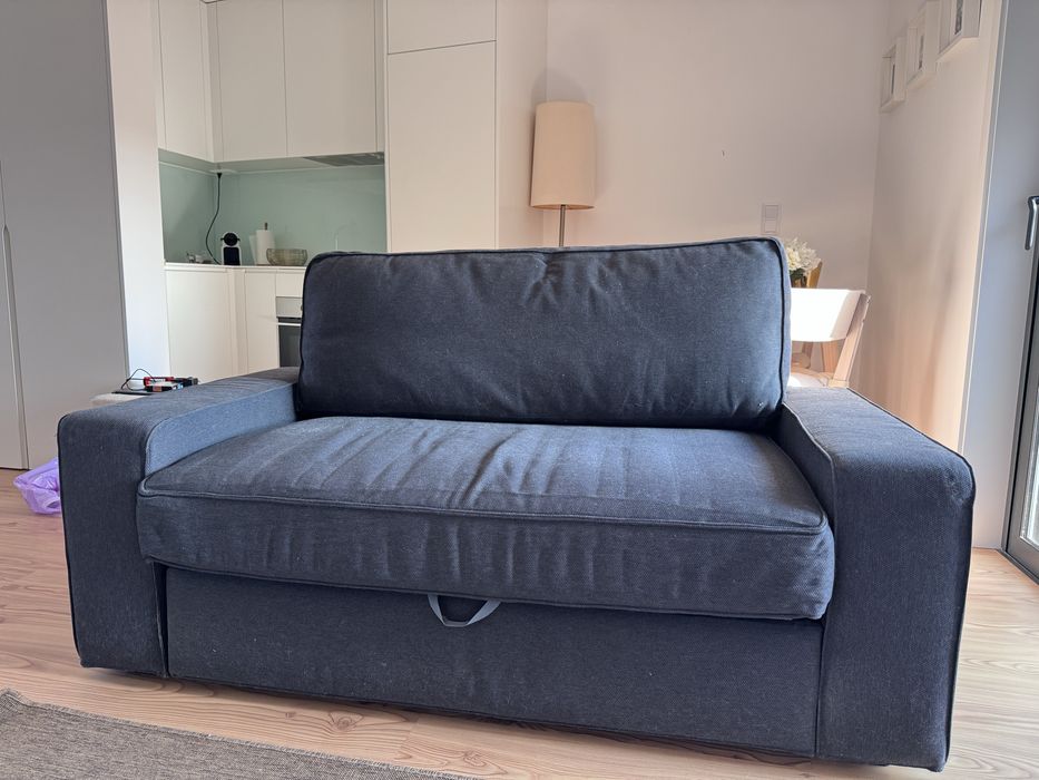 Sofá cama cinzeto/ Azul escuro