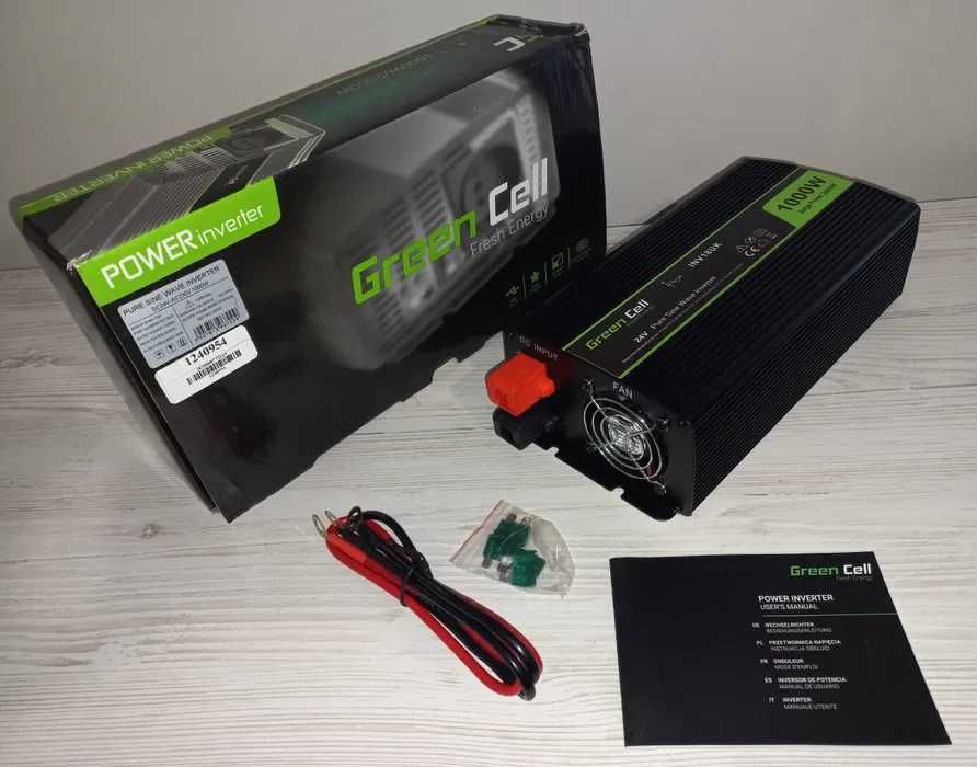 инвертор GreenCell 24В 1000/2000Вт, чистая синусоида.