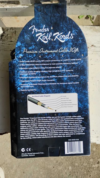 Cabo Jack Fender Koil Kord 9 metros  (novo em caixa)