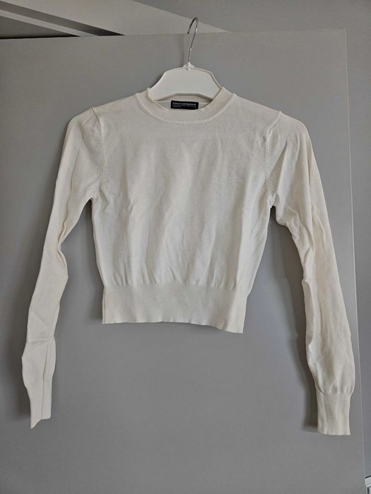 Biały krótki sweterek sweter bluzka crop top ze ściągaczem Amoricon S