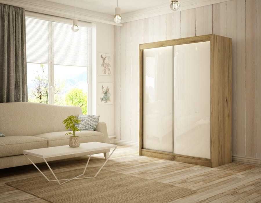 Szafa przesuwna ze szkłem lacobel 120cm szafa bez lustra w połysku