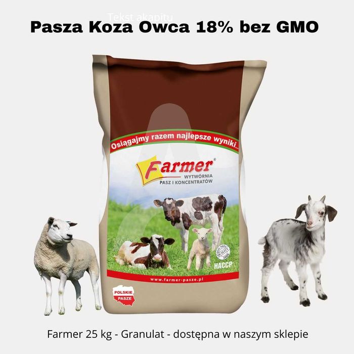Pasza Koza Owca 18% bez GMO granulat 25kg
