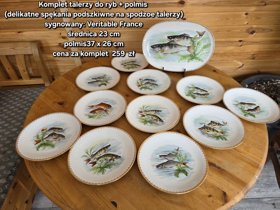 Komplet talerzy do ryb z półmisem, dla wędkarza  #2406 Stylowy Węgrów