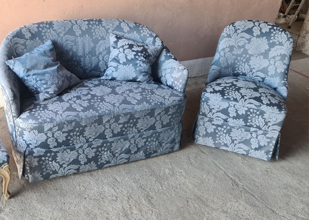Stylowa Sofa z Fotelem Jedwab