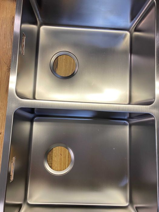 Zlew do kuchni 745x440 firmy BLANCO stalowy, dwie komory