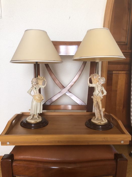Conjunto Candeeiros Românticos com Figuras em Marfinite
