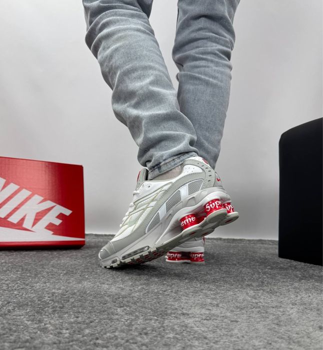 Кросівки Nike Shox Ride 2 Supreme White Red •Найк Супрім Шокс(білі)nike,shox