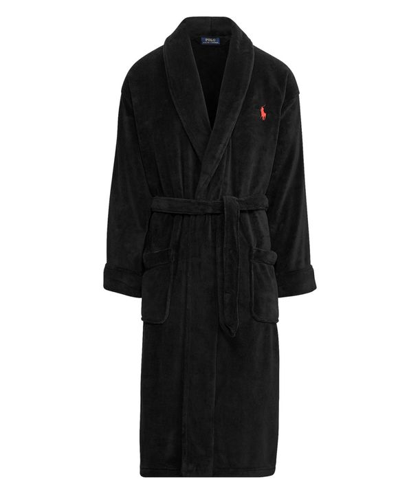 Мужской халат черный Polo Ralph Lauren Soft Cotton Kimono Velour Robe