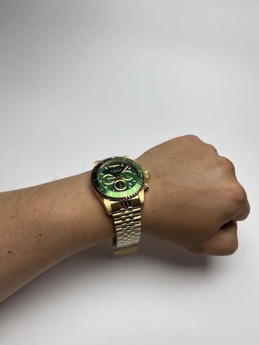 Invicta 48383, чоловічий золотистий годинник, інвікта хронограф