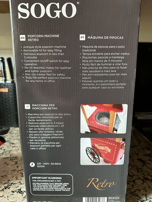 Máquina de fazer pipocas - Nova