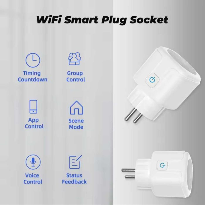 НОВАЯ Умная Wi-Fi Розетка Tuya Smart Life с мониторингом мощности 20А
